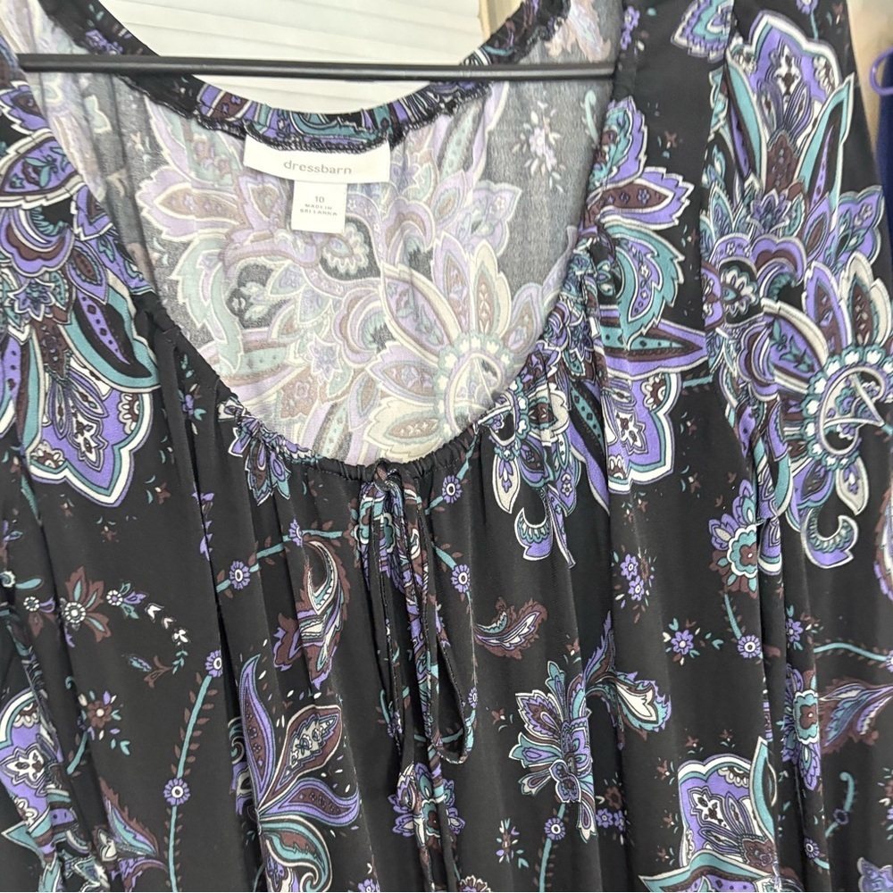 Western Paisley Long Sleeve Lace Up Mini Dress - Picture 8 of 12